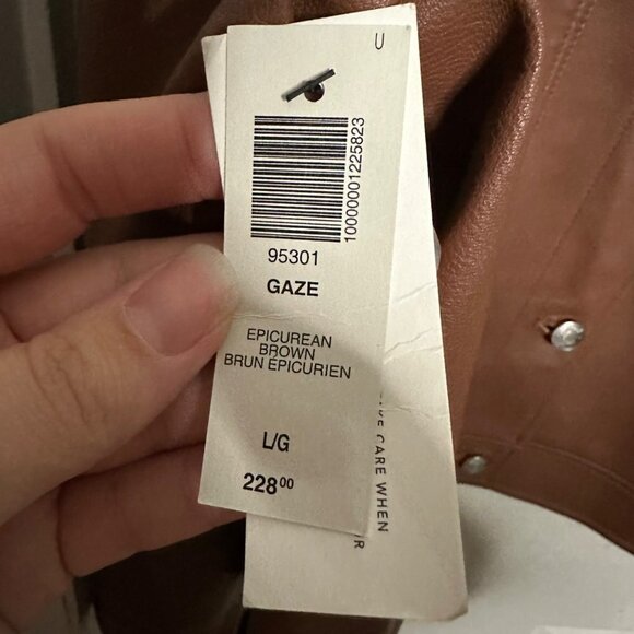 Wilfred Free Gaze Vegan Leather Jacket Epicurean Brown Size Large Aritzia NEW - Picture 6 of 7